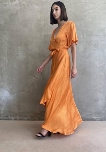 Φόρεμα Ariana κρουαζέ πορτοκαλί