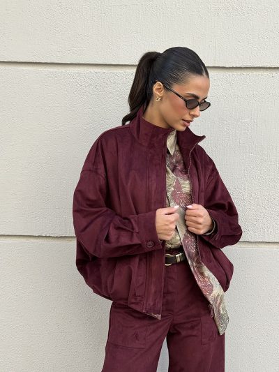 Bomber Jacket Suede Amorello burgundy