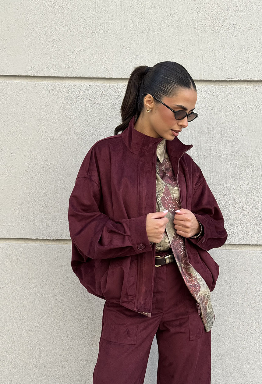 Bomber Jacket Suede Amorello burgundy