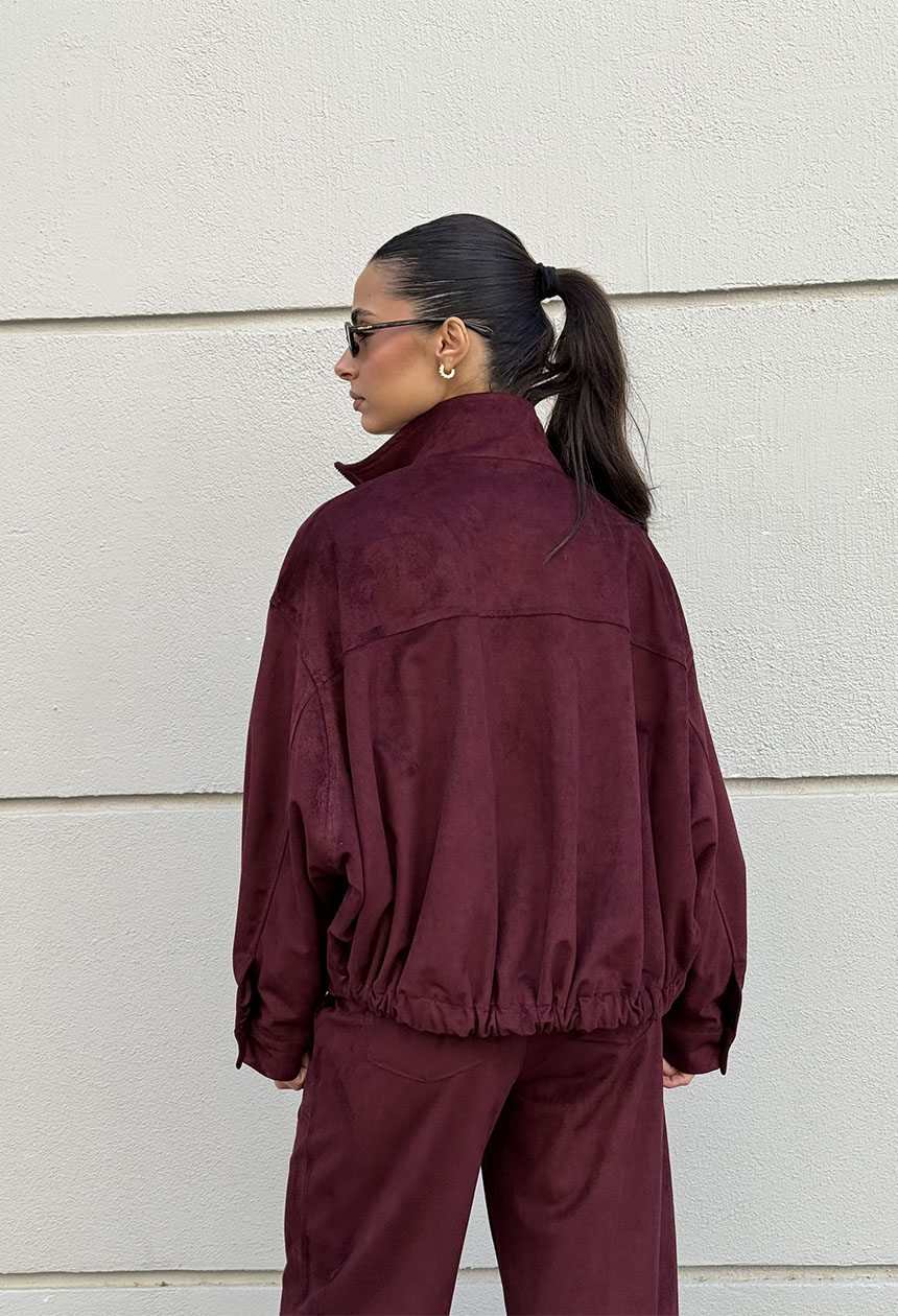 Bomber Jacket Suede Amorello burgundy - Image 3