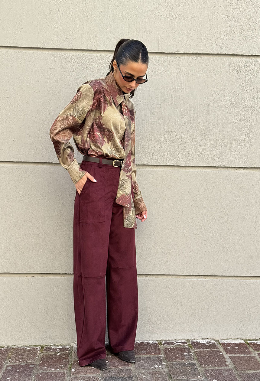 Παντελόνι Suede Amorello burgundy