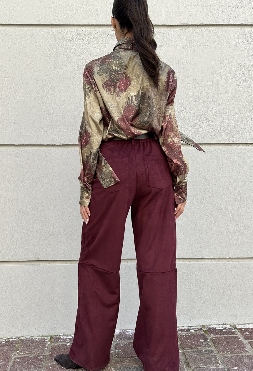 Παντελόνι Suede Amorello burgundy - Image 3