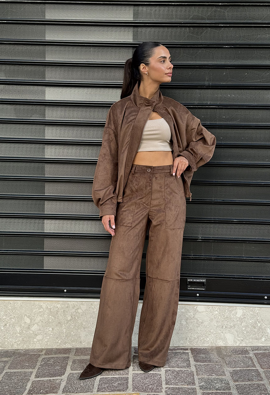 Παντελόνι Suede Amorello brown