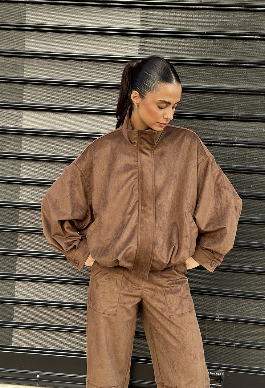 Bomber Jacket Suede Amorello brown