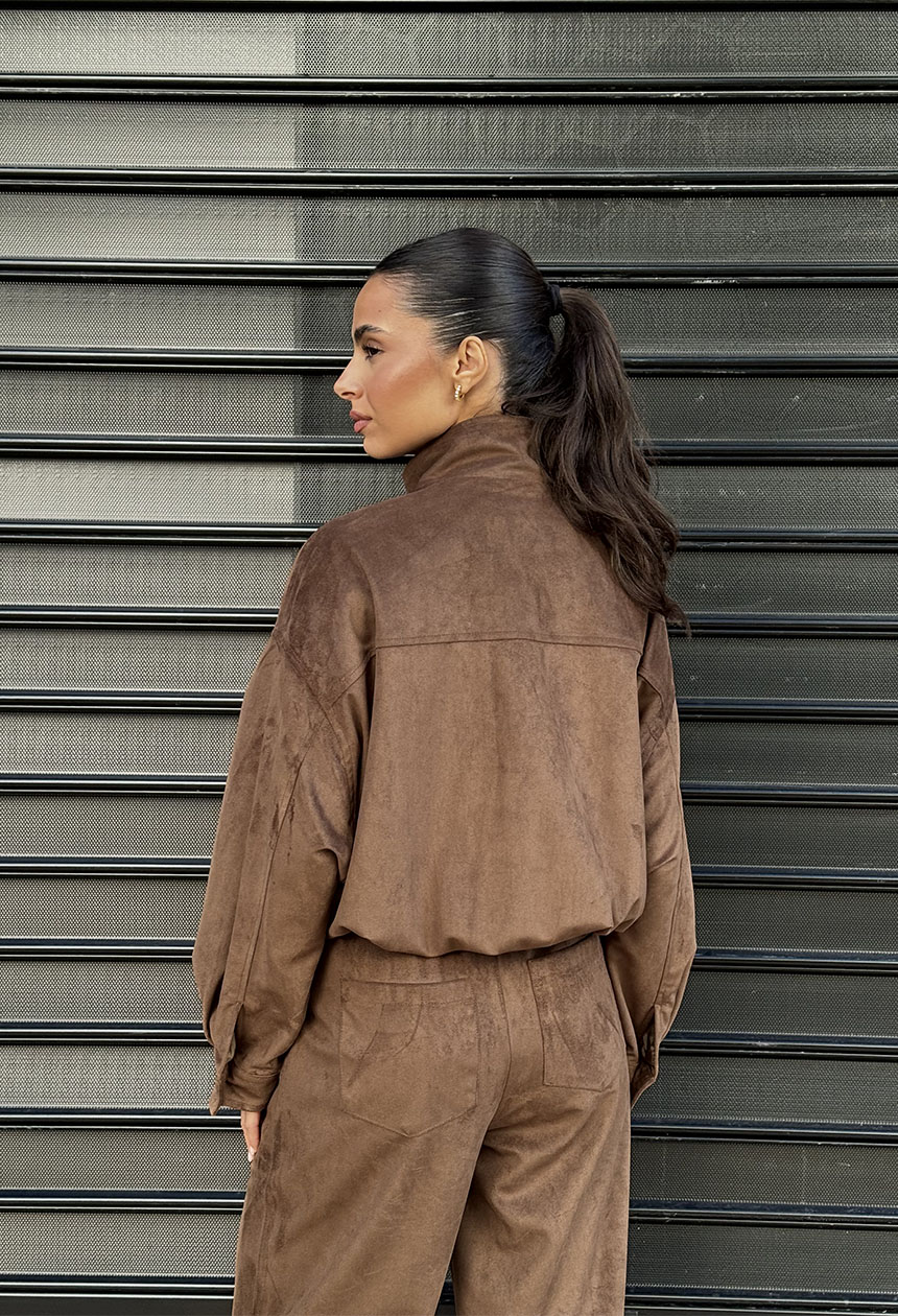 Bomber Jacket Suede Amorello brown - Image 2