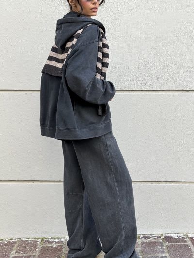 Stella Stone Black Zip Hoodie