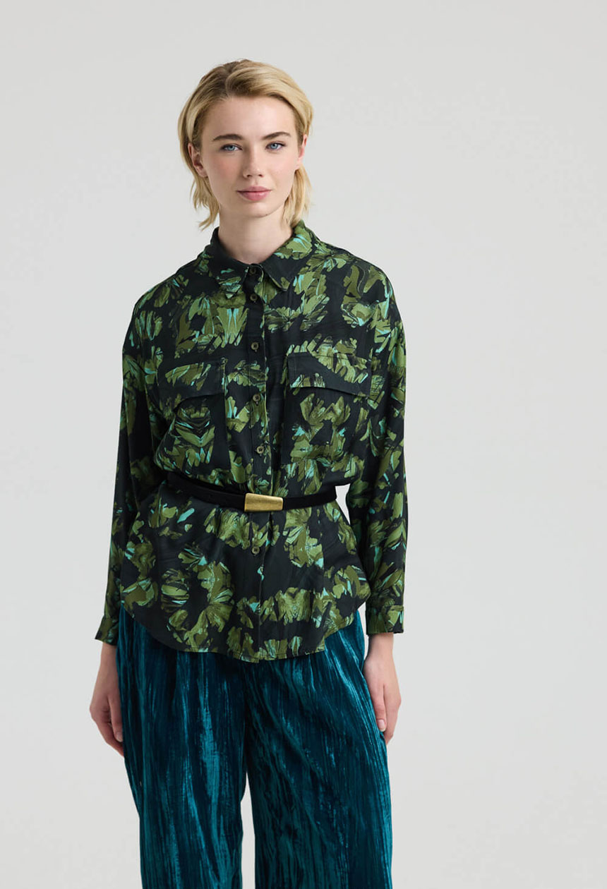 KODA Πουκάμισο άνετο με αφηρημένο floral print