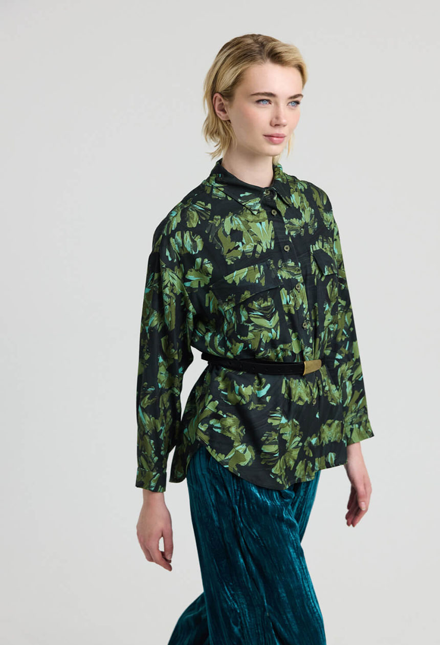 KODA Πουκάμισο άνετο με αφηρημένο floral print - Image 2
